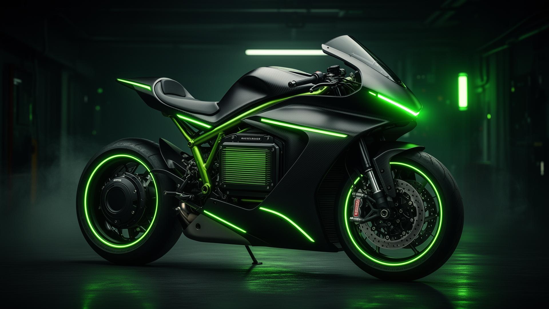 Moto elétrica VEGAS em rua urbana neon à noite